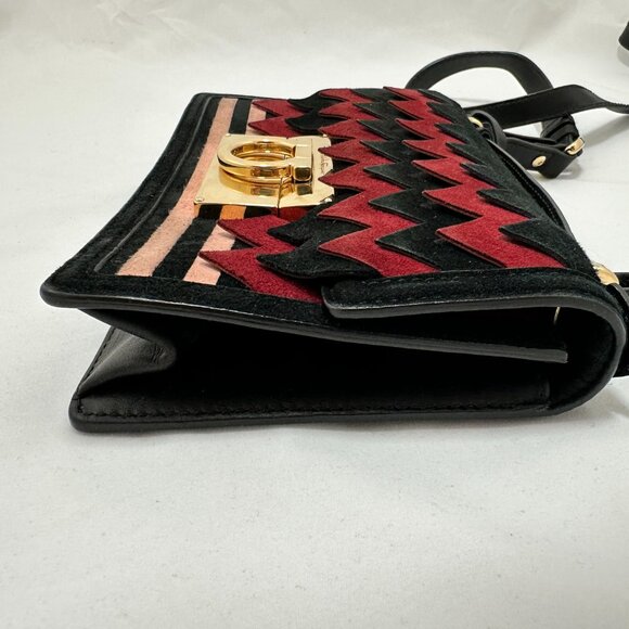 Salvatore Ferragamo Multicolor Suede Aileen Shoulder Bag - Picture 5 of 12